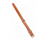 B&F Collar leather natural leather, decorated, padded 3 x 55 cm