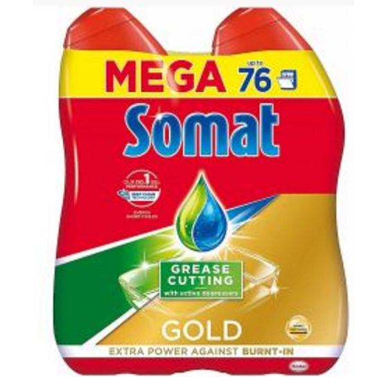 Somat Gold Gel Anti-Grease Gel with deep cleaning technology dishwashing gel in a dishwasher 2 x 684 ml