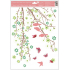 Window foil without glue 2 branches green flowers with glitter 42 x 30 cm