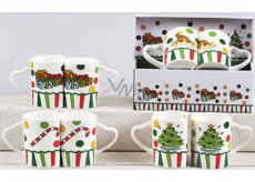 Christmas ceramic mug design mix Gifts, Tree, Cap, Christmas Candy 340 ml 2 pieces in a box