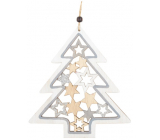 Wooden tree with silver glitter White 15 x 17 cm