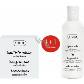 Ziaja Goat milk night cream for dry skin with wrinkles 50 ml + Goat milk lotion and tonic 2in1 for dry skin 200 ml, duopack