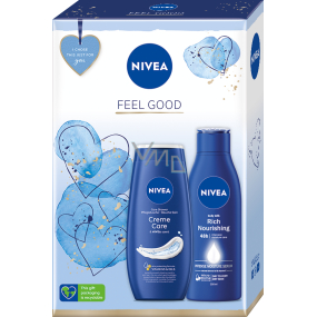 Nivea Feel Good Rich Nourishing nourishing body lotion 250 ml + Creme Care creamy shower gel 250 ml, cosmetic set for women