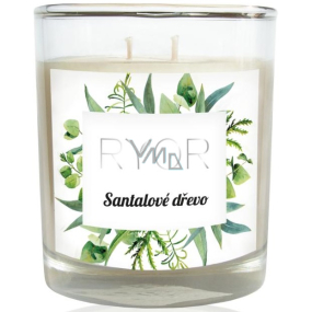 Ryor Sandalwood soy scented candle large with 2 wicks burns up to 40 hours 210 g