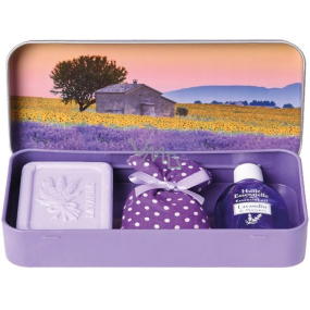 Esprit Provence Lavender toilet soap 60 g + essential oil 12 ml + scented bag + tin box, cosmetic set for women
