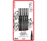 Uni Pin Love Lettering Calligraphy Drawing Liner Set with special ink 0,9/brush/CS1/CS2/CS3 Black 5 pieces