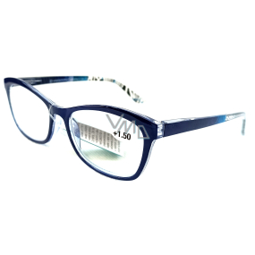 Berkeley Reading dioptric glasses +1.5 plastic blue, blue and silver side frames 1 piece MC2235