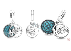 Sterling silver 925 Sparkling globe and the word Mum 2in1, family bracelet pendant