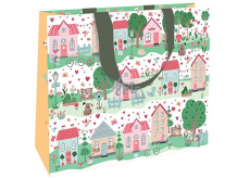 Nekupto Luxury paper gift bag 23 x 17,5 x 10 cm Houses