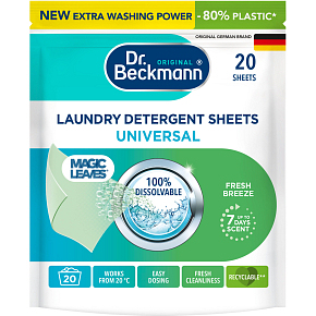Dr. Beckmann Magic Leaves Intense Fresh Universal Laundry Wipes, 20 pcs