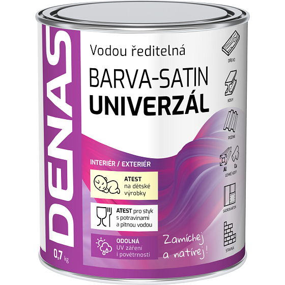 DENAS UNIVERZÁL-SATIN topcoat for wood, metal and concrete, 0120 anthracite, 0.7 kg
