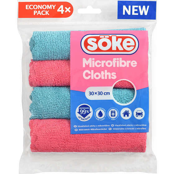 Spontex Söke Microfiber Cloths multi-purpose microfiber wipes 30 × 30 cm, 4 pcs