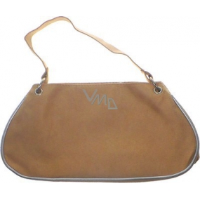 Artificial suede handbag beige / green 30 x 15 x 10 cm 1 piece