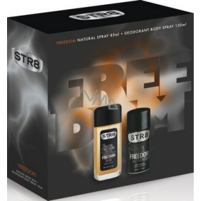 Str8 Freedom perfumed deodorant glass for men 85 ml + deodorant spray 150 ml, cosmetic set