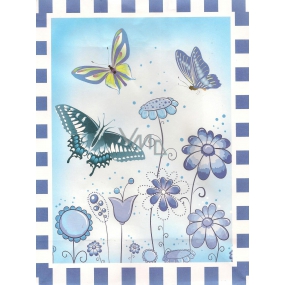 Nekupto Gift kraft bag 24 x 18 x 8 cm Blue flowers, butterflies