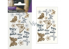 Tattoo decals gold and silver Butterflies 10.5 x 6 cm