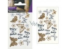 Tetovací obtisky zlaté a stříbrné motýli 10,5 x 6 cm