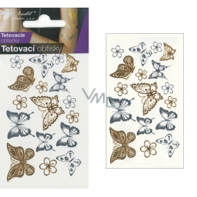 Tattoo decals gold and silver Butterflies 10.5 x 6 cm