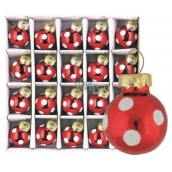 Red glass flasks, polka dot set 2 cm, 20 pieces