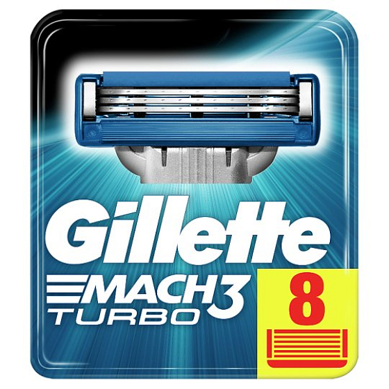 Gillette Mach3 Turbo Replacement Blades 8 Pack, for Men