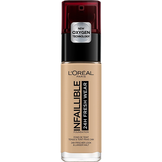 Loreal Infallible 24H Fresh Wear Foundation Makeup Covering Imperfections, Wiping, Drying 200 Golden Sand 30 ml