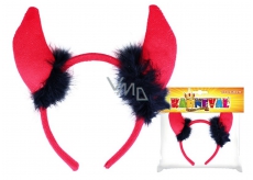 Devil horns headband fabric with feathers