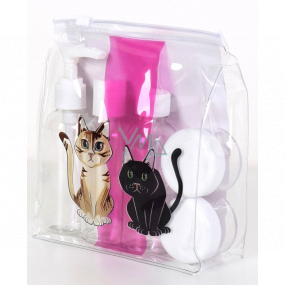 Albi Original Travel Bottle Set 3 x 80 ml + 2 cups + Cat Case - 15 cm x 15 cm x 4.5 cm