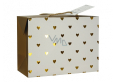 Anděl Gift paper bag box 18 x 12 x 9 cm lockable, with golden hearts