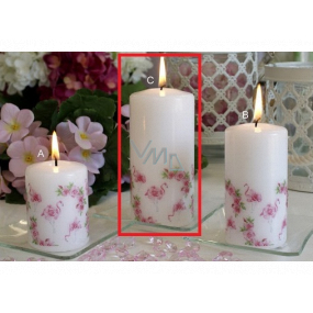 Lima Motif Rose with flamingo candle white cylinder 60 x 120 mm 1 piece