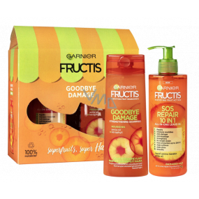 Garnier Fructis Goodbye Damage hair shampoo 250 ml + SOS Repair 10in1 rinse-free care 400 ml, cosmetic set