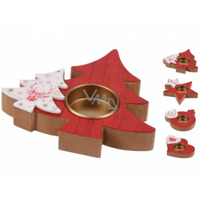 Emocio Wooden Tealight Candle Holder 12 cm, Assorted Shapes