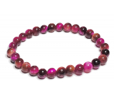 Tiger eye pink bracelet elastic natural stone, ball 6 mm / 16-17 cm, stone of the sun and earth, brings luck and wealth