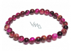 Tiger eye pink bracelet elastic natural stone, ball 6 mm / 16-17 cm, stone of the sun and earth, brings luck and wealth