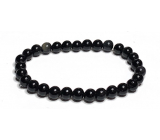 Obsidian bracelet elastic natural stone, ball 6 mm / 16-17 cm, rescue stone