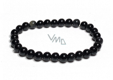Obsidian bracelet elastic natural stone, ball 6 mm / 16-17 cm, rescue stone