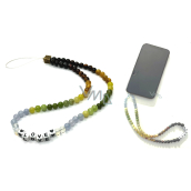 Protection, wealth vitality collection Sara, mobile phone pendant against loss natural stone bead 6 mm / approx. 41 cm