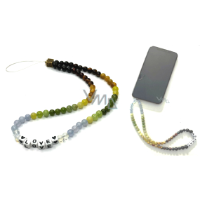 Protection, wealth vitality collection Sara, mobile phone pendant against loss natural stone bead 6 mm / approx. 41 cm