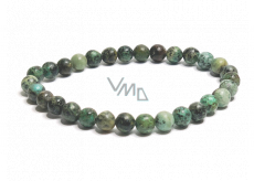Jasper African imitation turquoise bracelet elastic natural stone, ball 6 mm / 16 - 17 cm