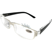 Berkeley Reading dioptric glasses +4.0 plastic white, black sides 1 piece MC2062