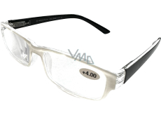 Berkeley Reading dioptric glasses +4.0 plastic white, black sides 1 piece MC2062