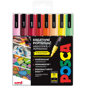 Posca Universal acrylic marker set 0,9 - 1,3 mm Summer mix of warm tones 8 pieces PC-3M