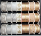 Nekupto Fabric Christmas ribbon Gold glitter stripe 40 mm x 2 m
