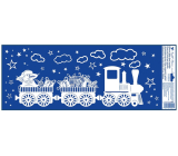 Window film Christmas Train with snow effect Snowman and presents 60 x 22,5 cm