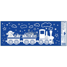 Window film Christmas Train with snow effect Snowman and presents 60 x 22,5 cm