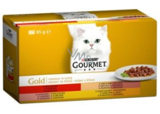 Gourmet Gold Multipack beef, turkey, salmon, chicken canned for adult cats 4 x 85 g
