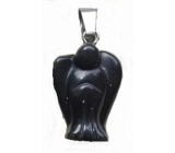 Obsidian black Angel guardian pendant natural stone 2 - 2,2 cm, rescue stone