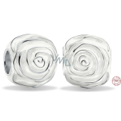 Charm Sterling Silver 925 White Rose in Bloom, Bead for Nature Bracelet