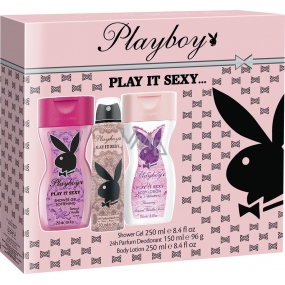 Playboy Play It Sexy deodorant spray for women 150 ml + body lotion 250 ml + shower gel 250 ml, cosmetic set