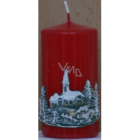 Lima Landscape relief candle red cylinder 50 x 100 mm