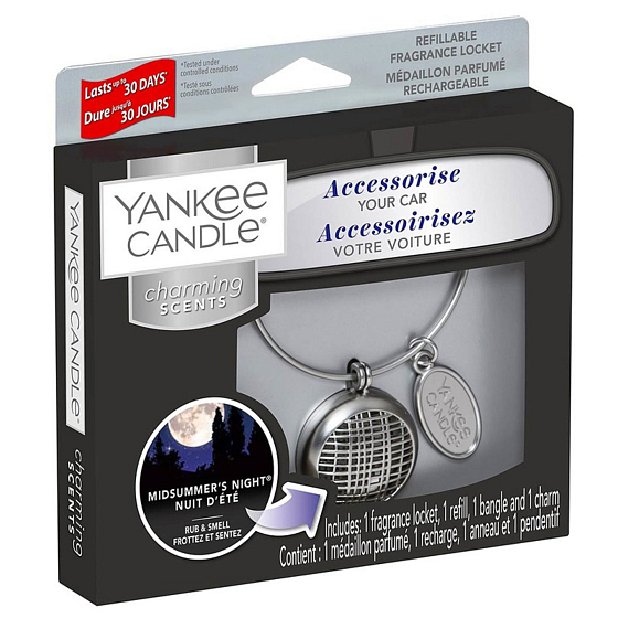 Yankee Candle Midsummers Night - summer night basic car fragrance metal silver tag Charming Scents set Linear 13 x 15 cm 90 g